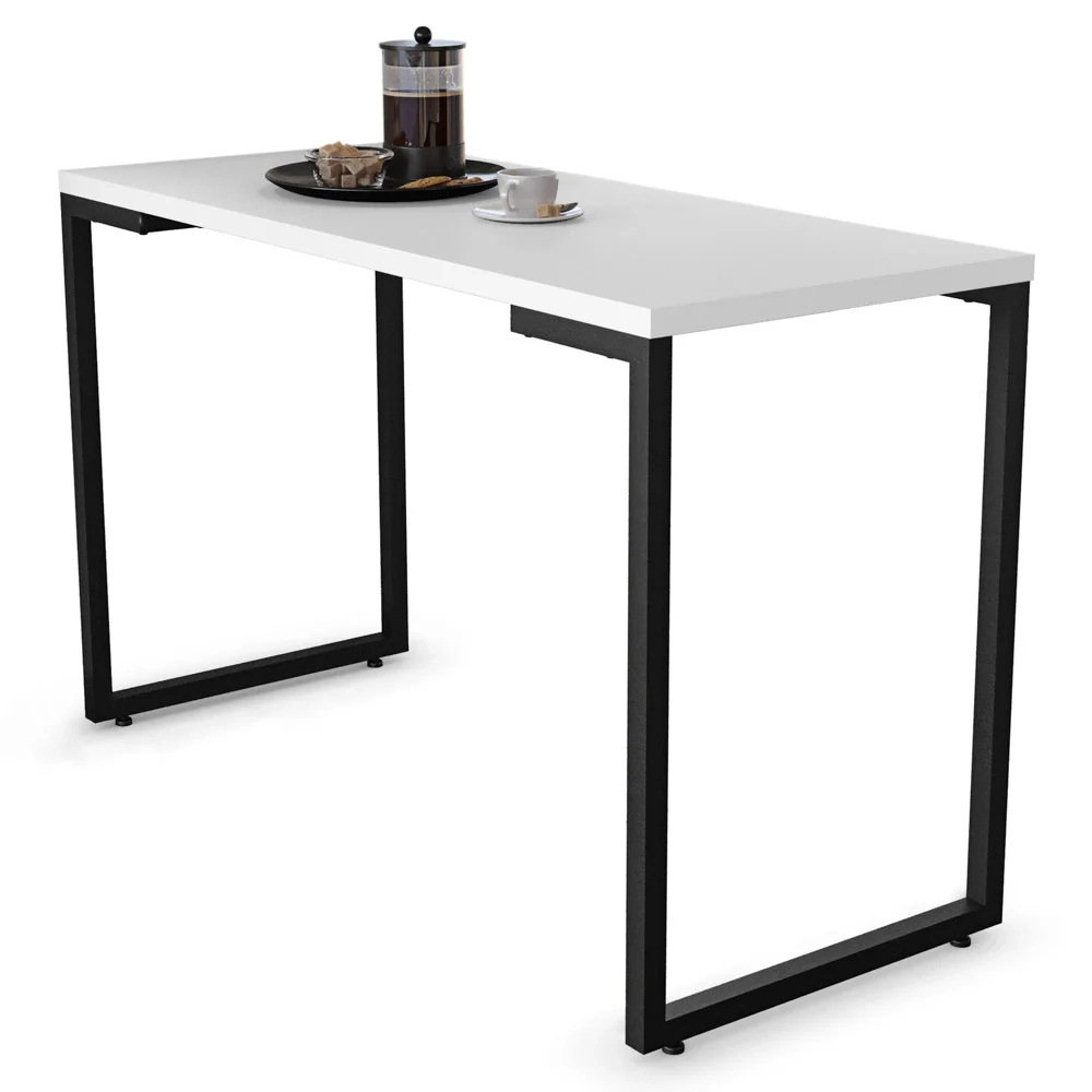 Conjunto Mesa de Cozinha Prattica Industrial 120cm com 4 Banquetas F02 Branco - Mpozenato