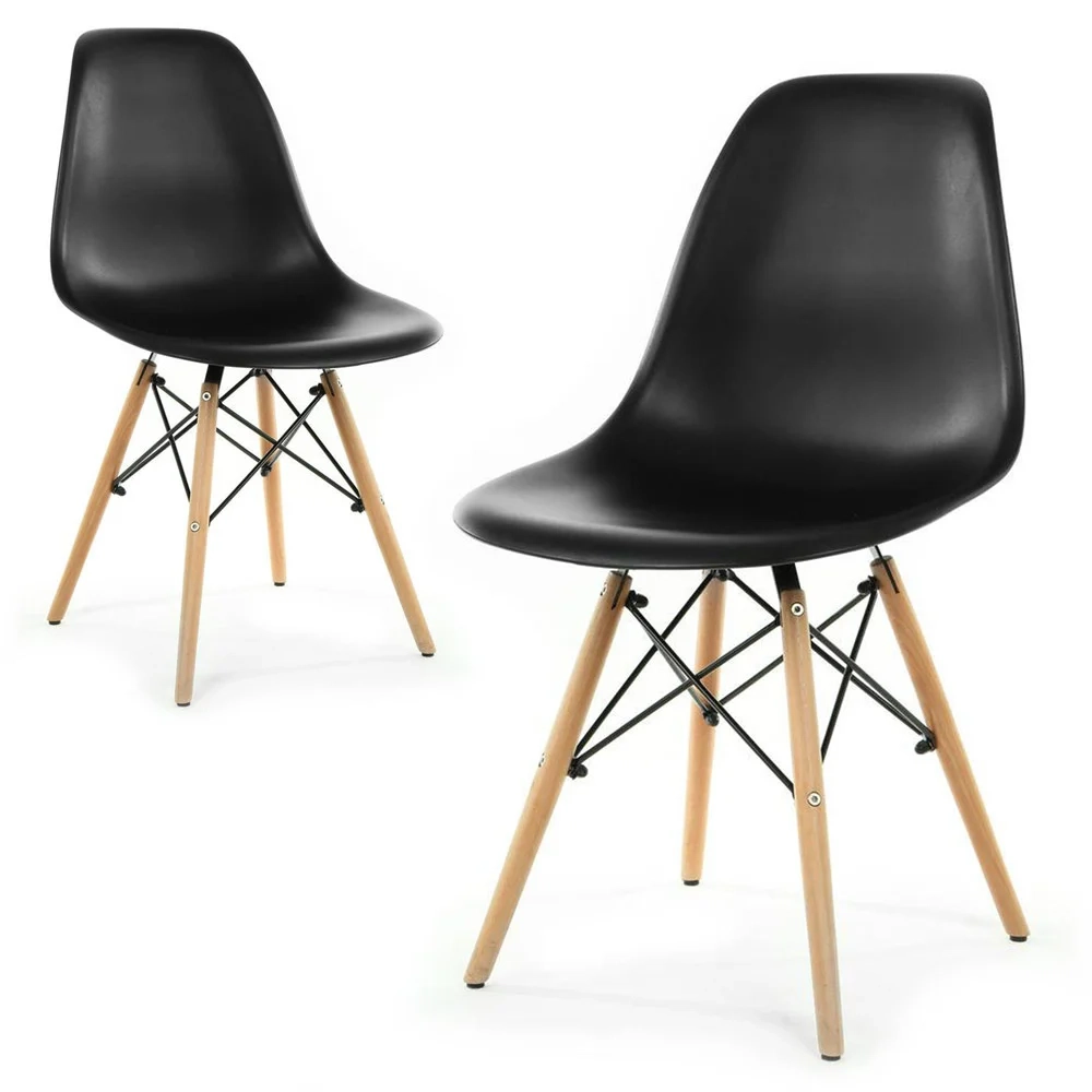 Conjunto Mesa de Cozinha Prattica Industrial 120cm e 2 Cadeiras Eames F02 Preto - Mpozenato
