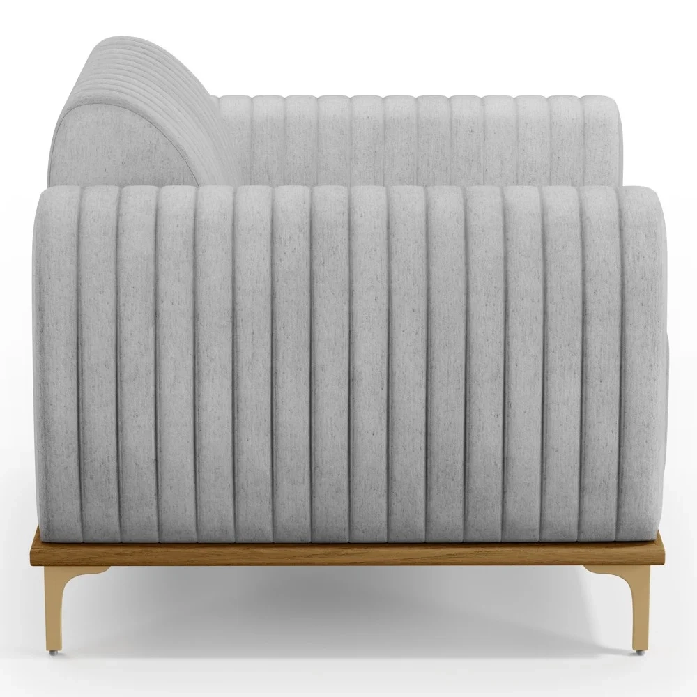 Kit 2 Poltronas Decorativas Base Gold Molino D06 Linho D-315 Cinza  - Mpozenato