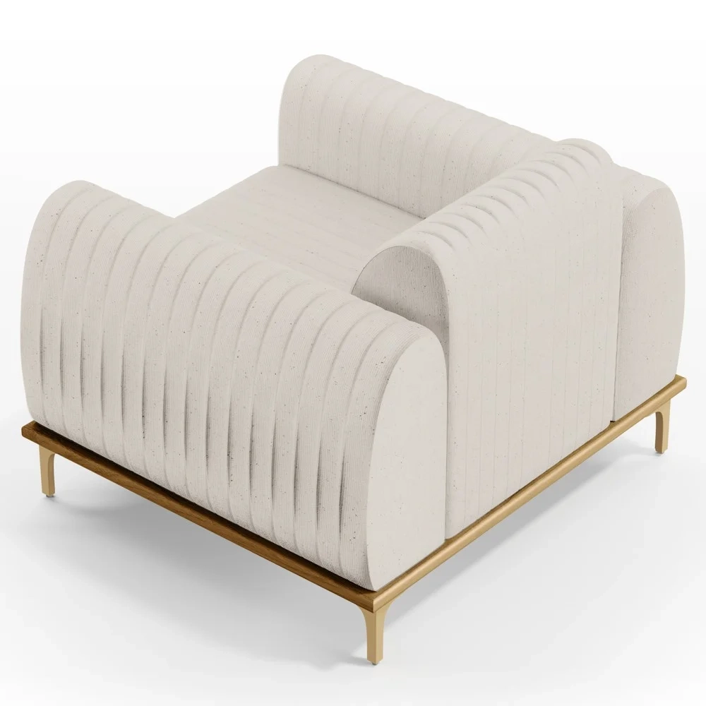 Kit 2 Poltronas Decorativas Base Gold Molino D06 Linho C-367 Cru - Mpozenato