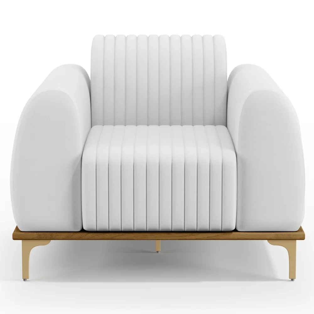 Kit 2 Poltronas Decorativas Base Gold Molino D06 PU C-12 Branco - Mpozenato