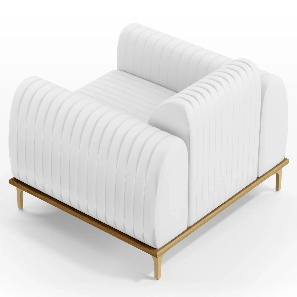 Kit 2 Poltronas Decorativas Base Gold Molino D06 PU C-12 Branco - Mpozenato