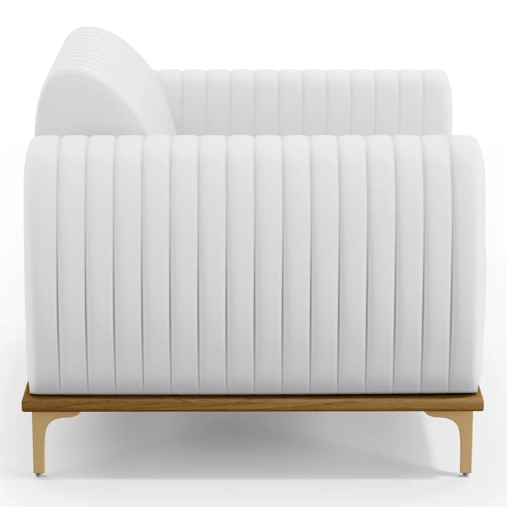 Kit 2 Poltronas Decorativas Base Gold Molino D06 PU C-12 Branco - Mpozenato