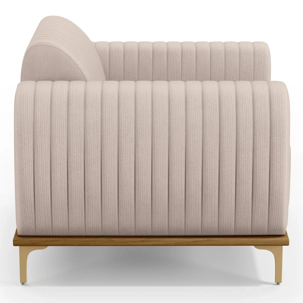 Kit 2 Poltronas Decorativas Base Gold Molino D06 Veludo C-309 Bege - Mpozenato