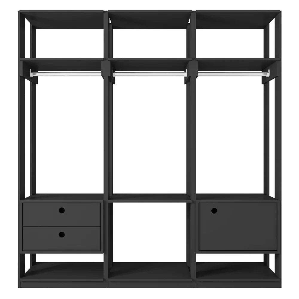 Módulo Guarda Roupa Closet Casal 1 Porta 2 Gavetas Titan Preto Velluto - Móveis Leão