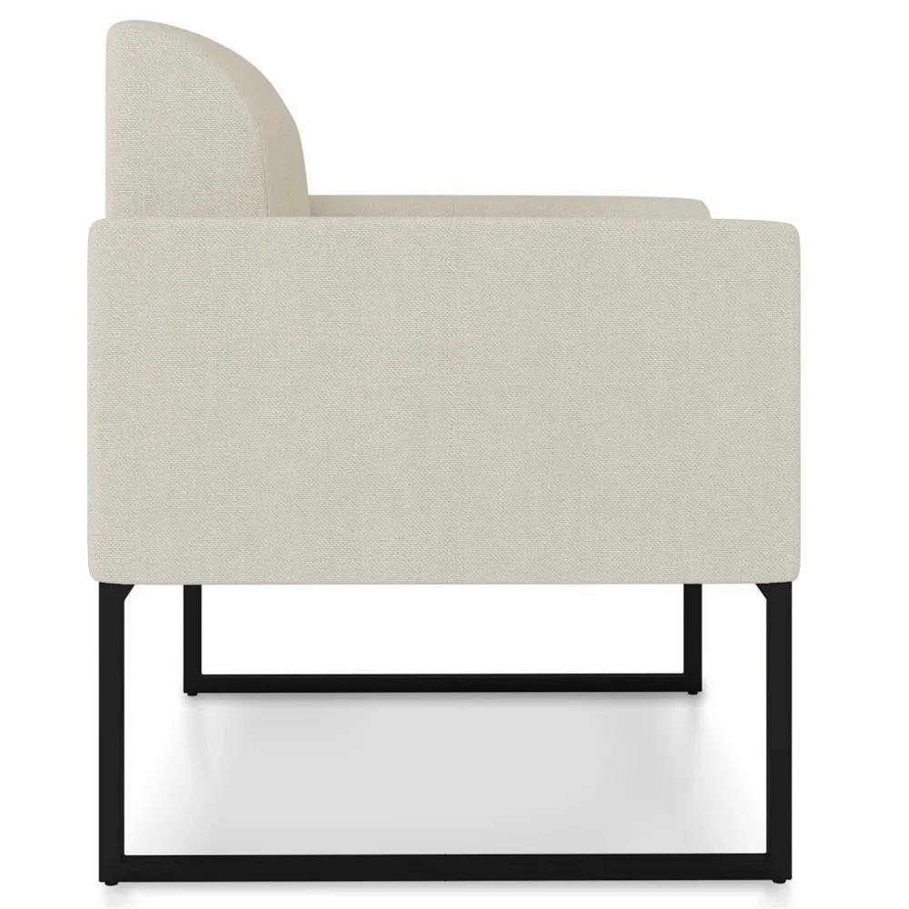 Kit 2 Poltronas Decorativas Base Industrial Preta Maressa A19 Linho Grosso Bege - Ibiza