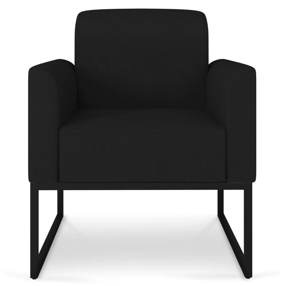 Kit 2 Poltronas Decorativas Base Industrial Preta Maressa A79 Linho Preto - Ibiza