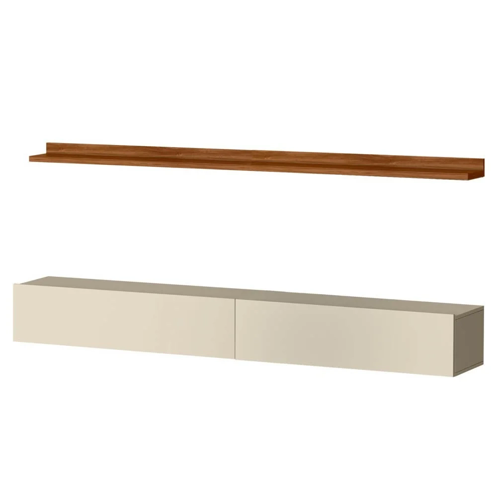 Bancada Suspensa e Prateleira 197cm Slat Z49 Cinamomo/Off - Mpozenato