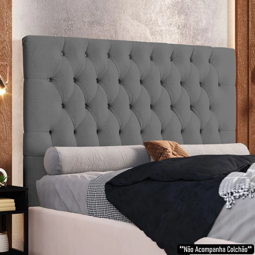 Cabeceira Casal King Cama Box 195cm Cristal C16 Boucle Cinza - Mpozenato