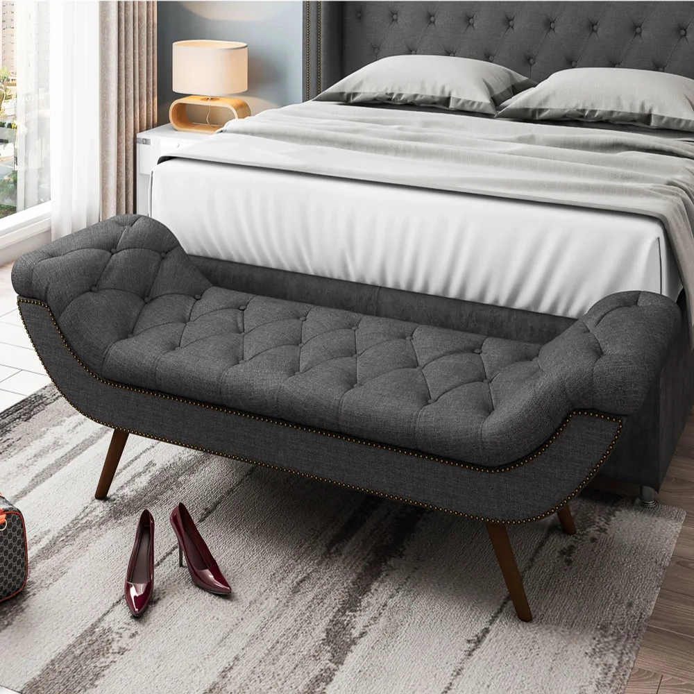 Cabeceira Cama Box Casal Queen 160cm Provença com Calçadeira Vêneto Z37 Linho Chumbo - Mpozenato