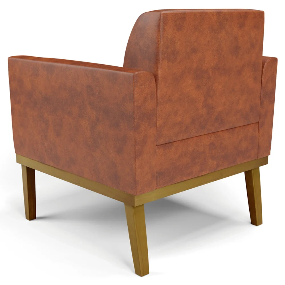 Poltrona Base Madeira Castanho Kit 2 Maressa Sintético PU Nozes - Ibiza