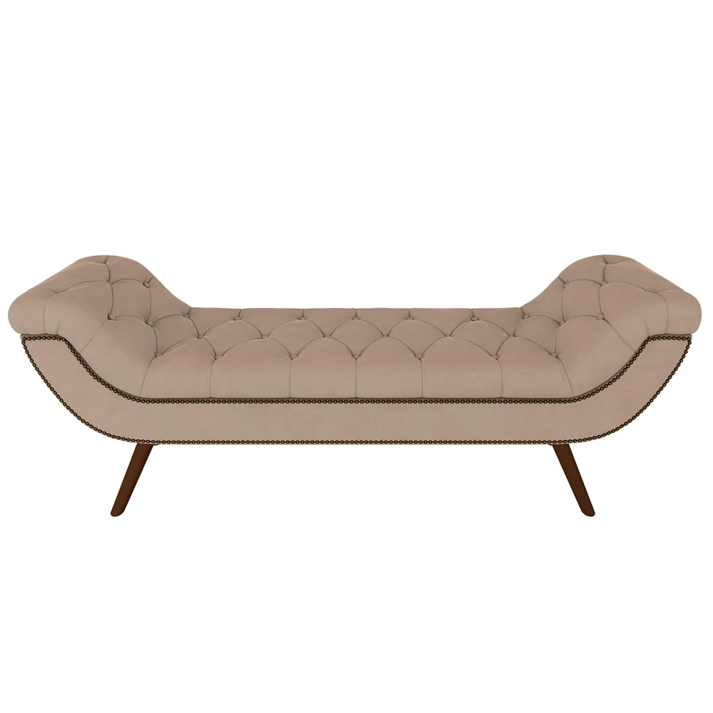 Cabeceira Cama Box Casal King 195cm Provença com Calçadeira Vêneto Z37 Veludo Bege - Mpozenato