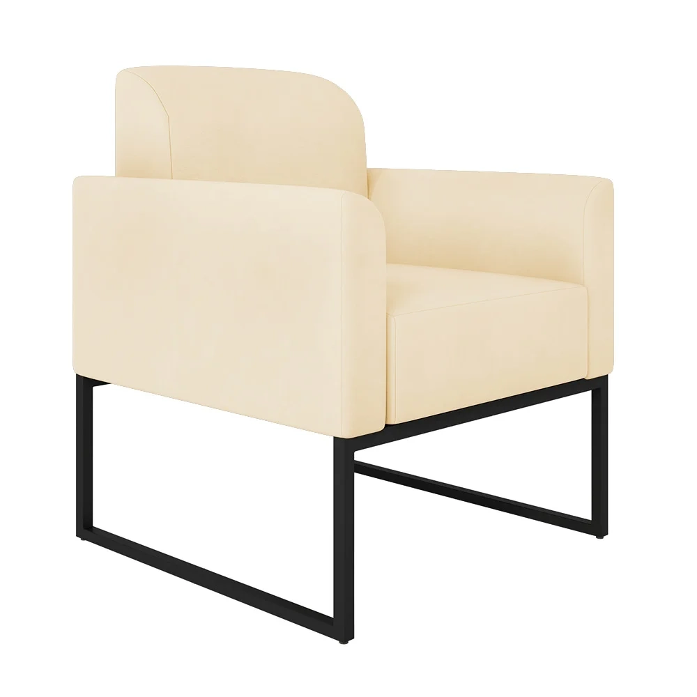 Kit Namoradeira e 1 Poltrona Decorativa Base Industrial Preta Maressa S03 Suede Bege - Ibiza