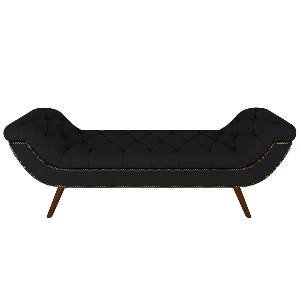 Cabeceira Cama Box Casal King 195cm Provença com Calçadeira Vêneto Z37 Veludo Preto - Mpozenato