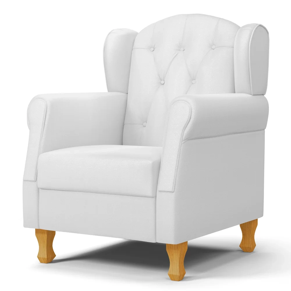 Poltrona de Amamentação Pés Madeira e Puff Lucy Z39  Sintético Branco - Mpozenato