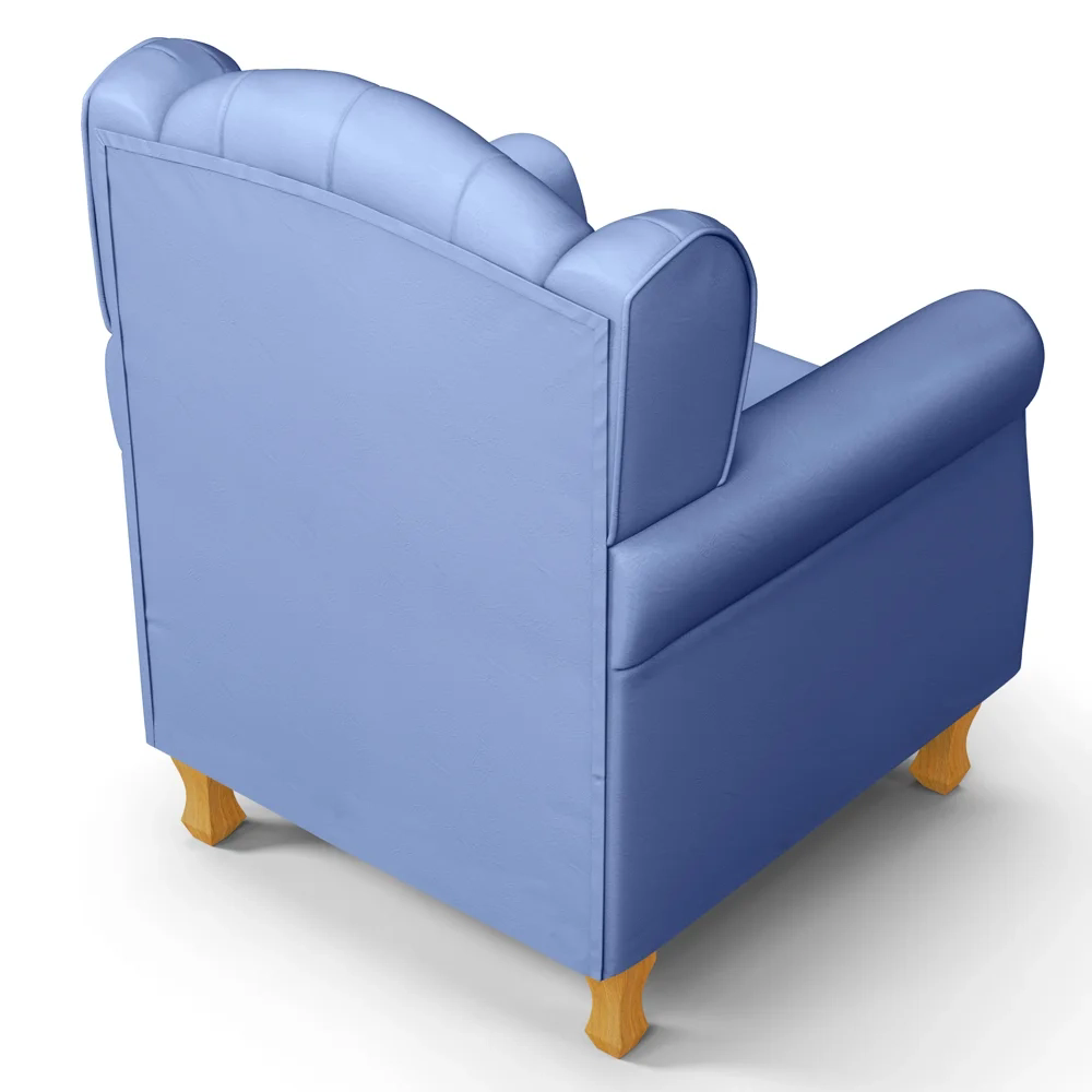 Poltrona de Amamentação Pés Madeira e Puff Lucy Z39  Sintético Azul - Mpozenato