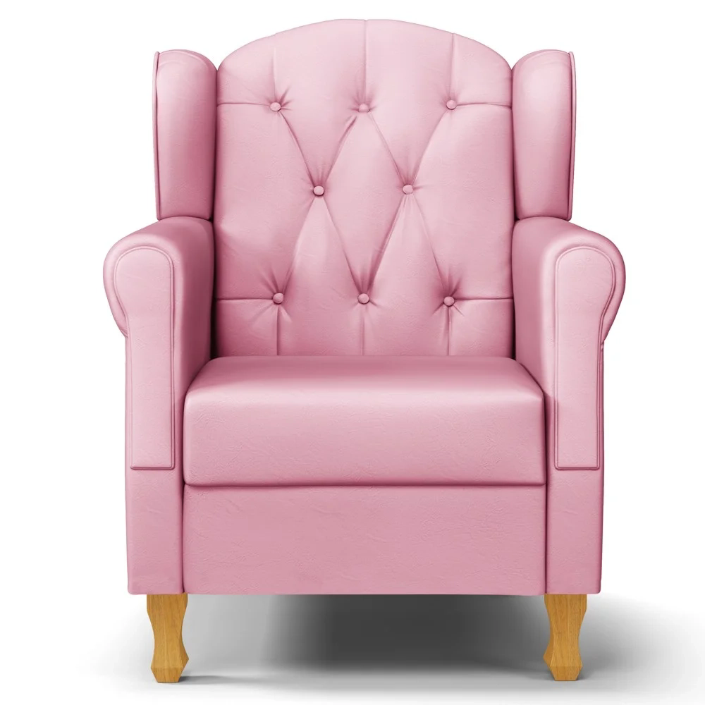 Poltrona de Amamentação Pés Madeira e Puff Lucy Z39  Sintético Rosa - Mpozenato