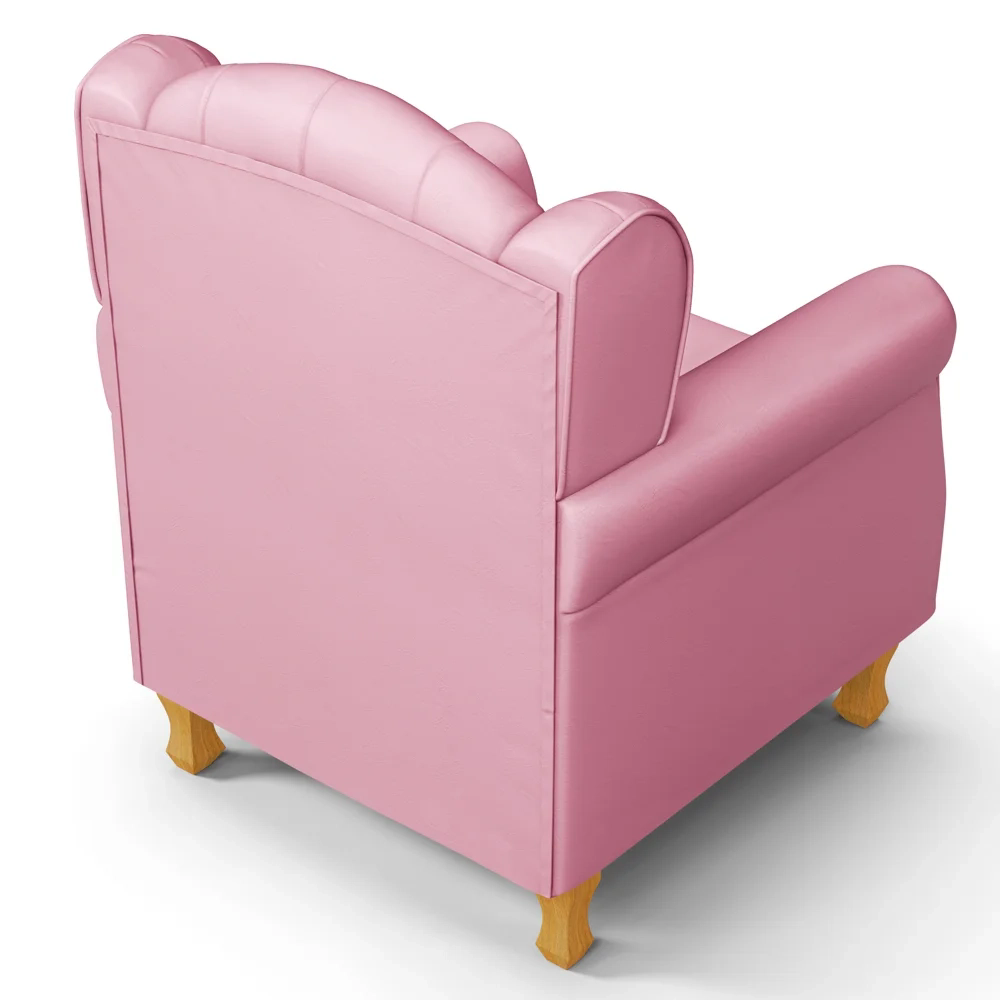 Poltrona de Amamentação Pés Madeira e Puff Lucy Z39  Sintético Rosa - Mpozenato