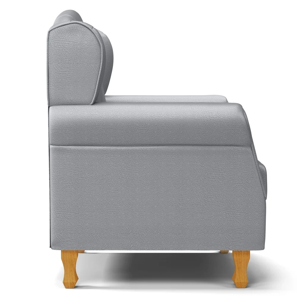 Poltrona de Amamentação Pés Madeira e Puff Lucy Z39  Sintético Cinza - Mpozenato