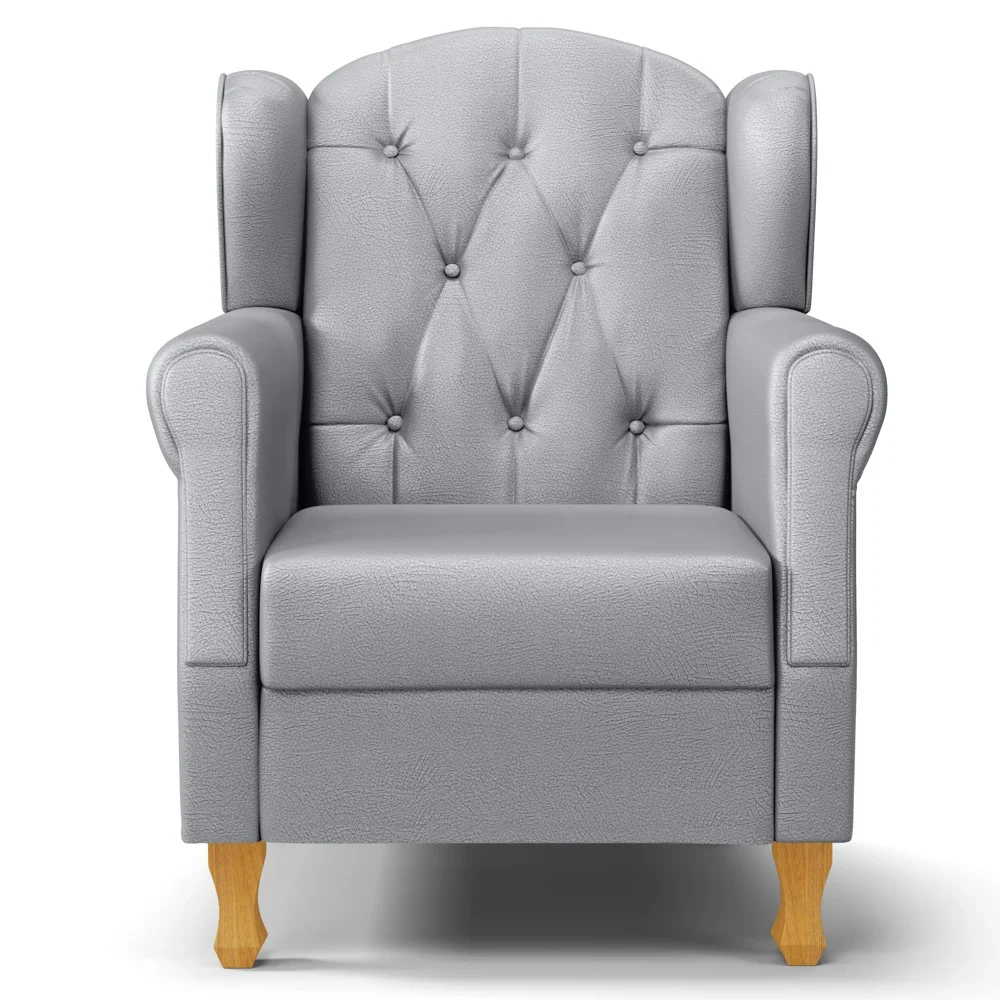 Poltrona de Amamentação Pés Madeira e Puff Lucy Z39  Sintético Cinza - Mpozenato