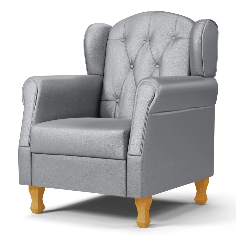 Poltrona de Amamentação Pés Madeira e Puff Lucy Z39  Sintético Cinza - Mpozenato