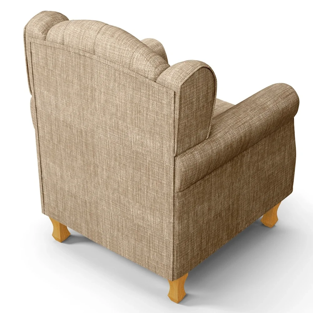 Poltrona de Amamentação Pés Madeira e Puff Lucy Z39  Linho Bege Escuro - Mpozenato