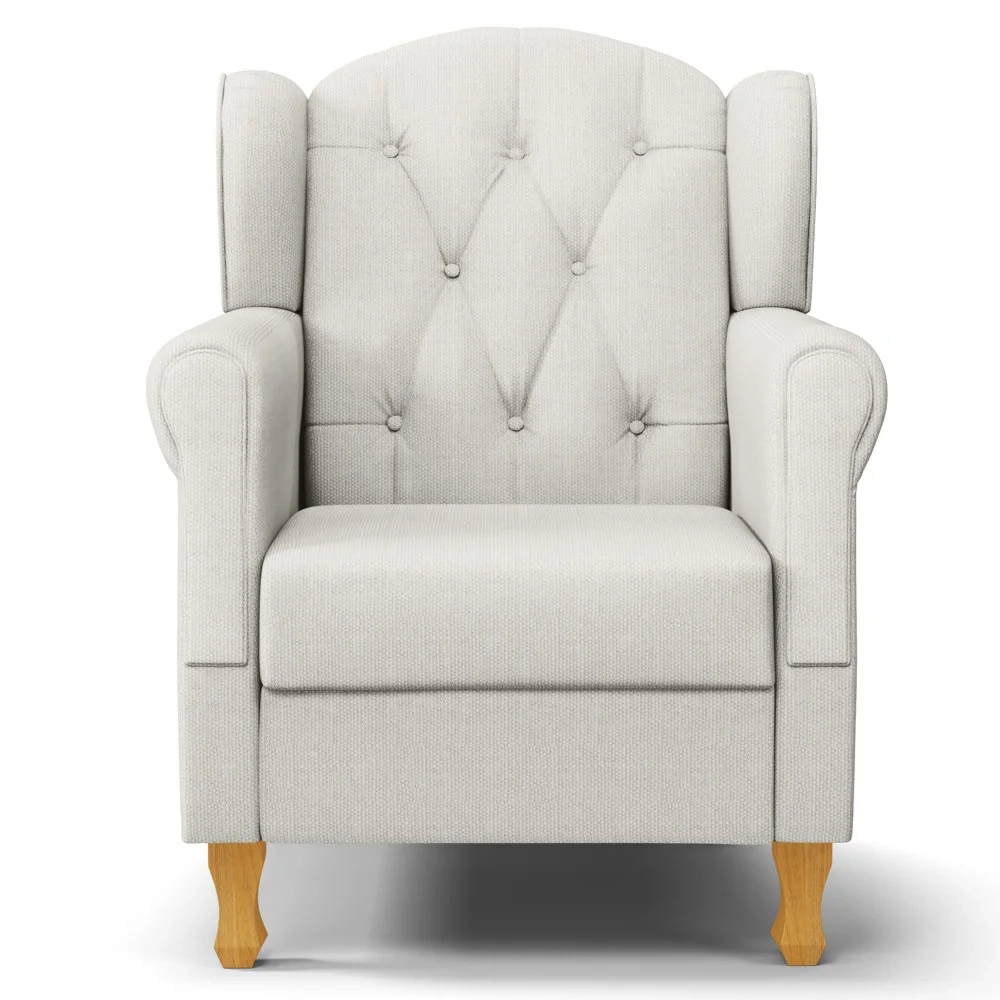 Poltrona de Amamentação Pés Madeira e Puff Lucy Z39  Linho Off White - Mpozenato