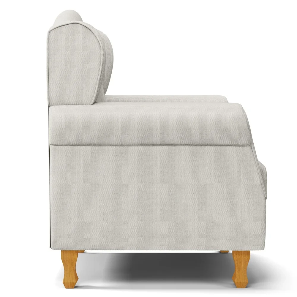 Poltrona de Amamentação Pés Madeira e Puff Lucy Z39  Linho Off White - Mpozenato