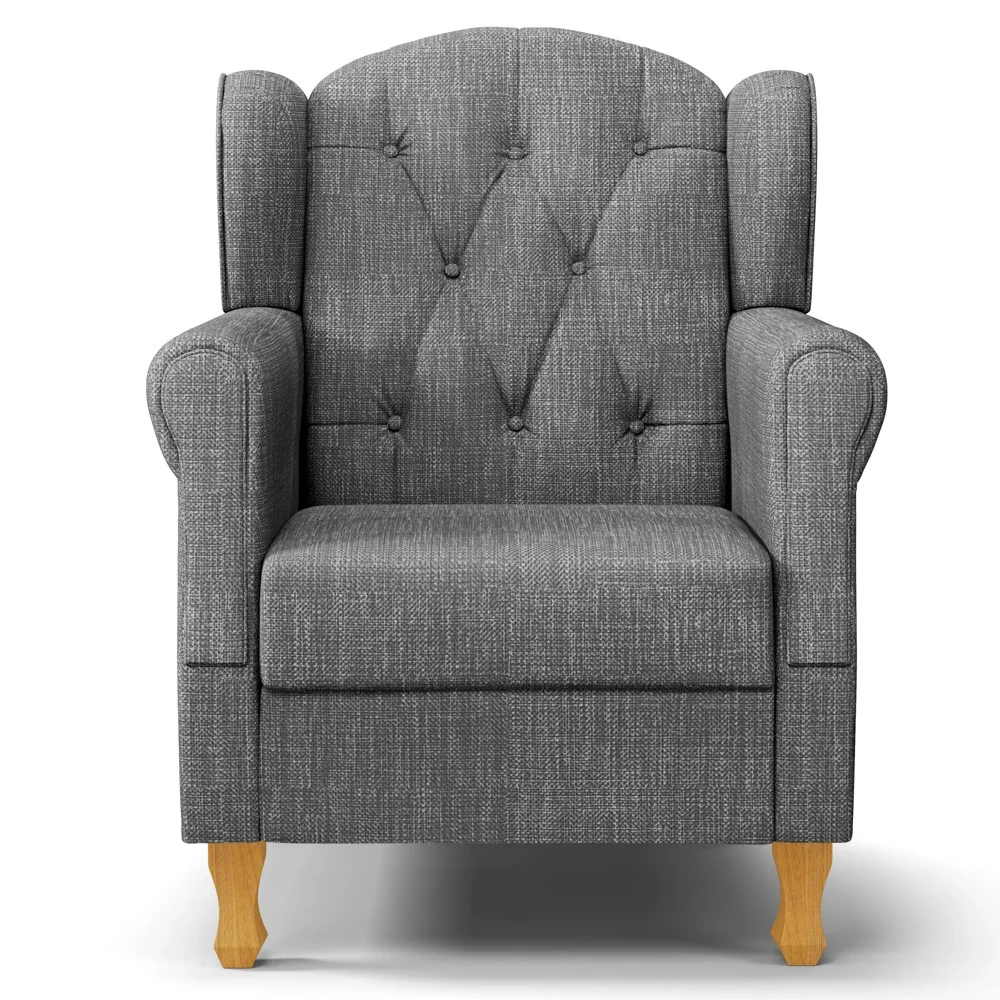 Poltrona de Amamentação Pés Madeira e Puff Lucy Z39 Linho Cinza Escuro - Mpozenato