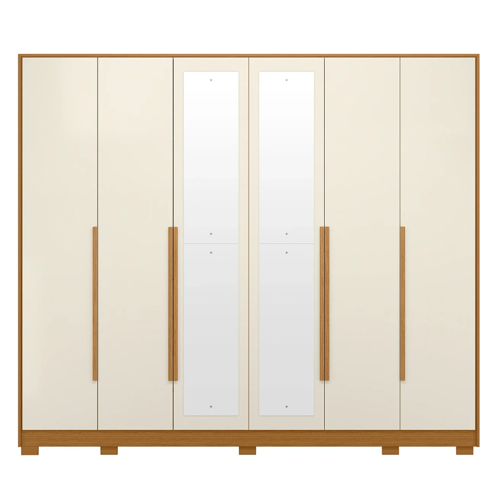 Guarda Roupa Casal 270cm com Espelho Fascine A02 Off/Cinamomo - Mpozenato