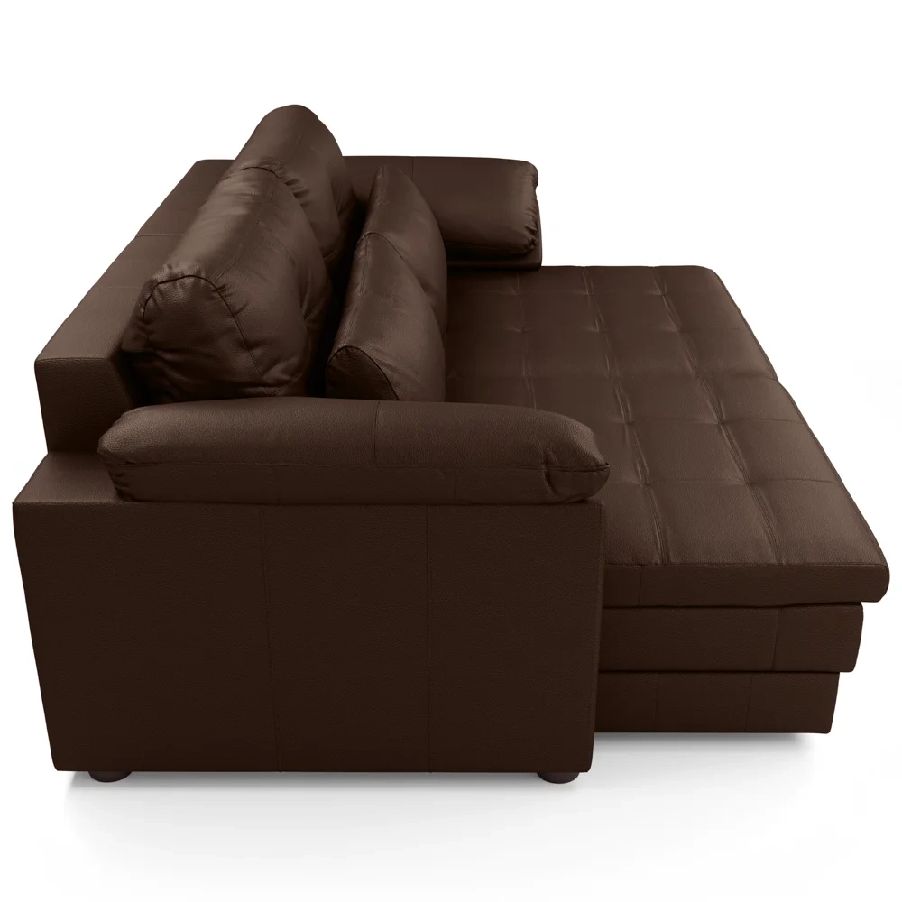 Sofá Retrátil 3 Lugares Para Sala 250cm Dijon Couro Caramelo S07 - Mpozenato