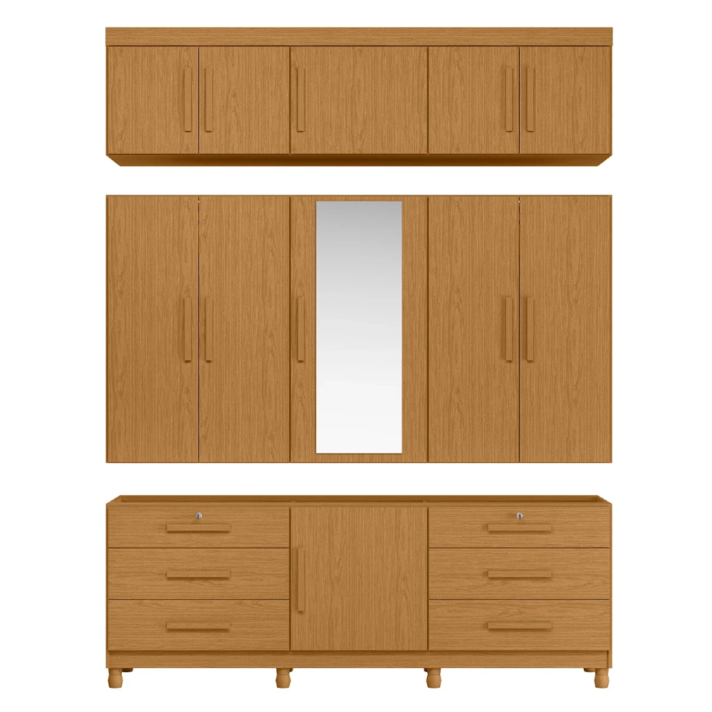 Guarda Roupa Casal 201cm 11 Portas Thony A02 Cinamomo       - Mpozenato