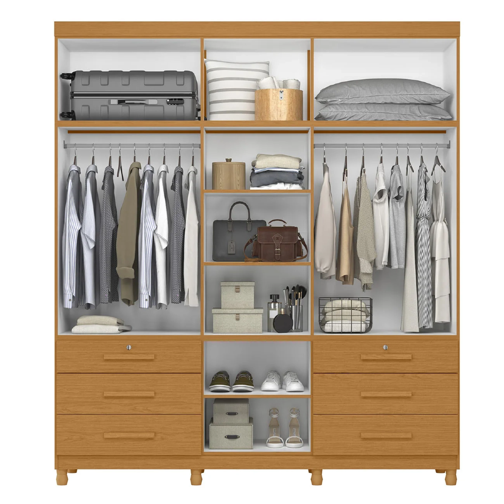 Guarda Roupa Casal 201cm 11 Portas Thony A02 Cinamomo       - Mpozenato