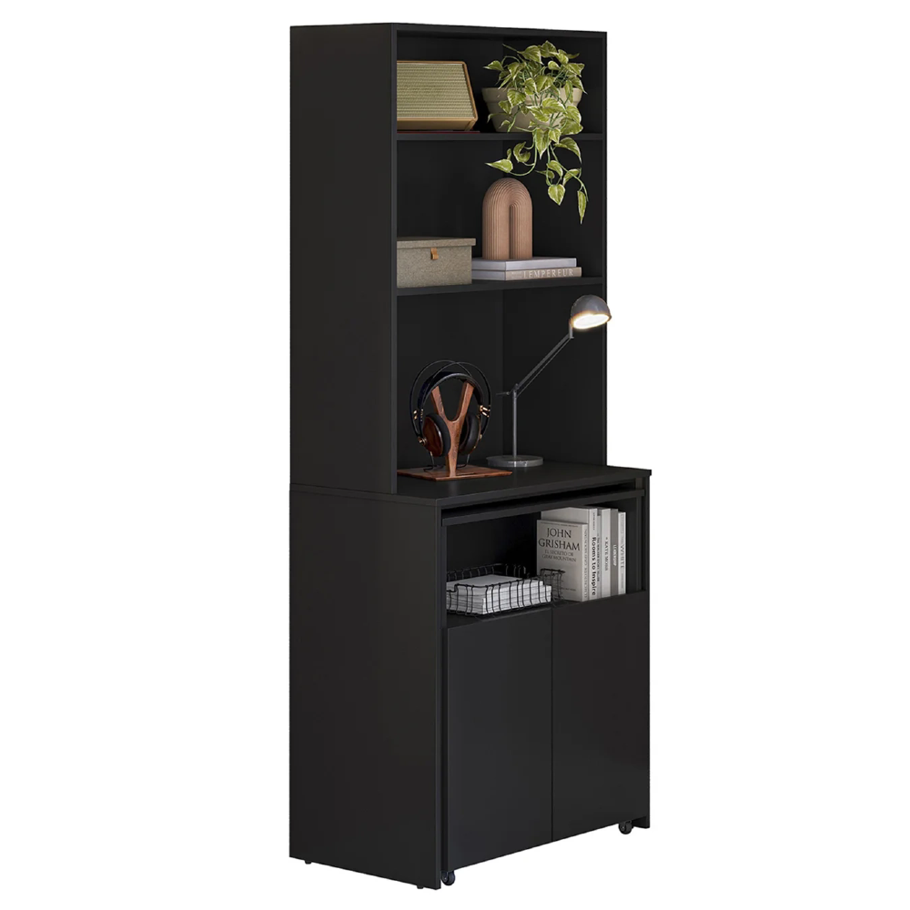 Estante Escrivaninha Para Escritório Home Office Salt Preto Z06 - Mpozenato