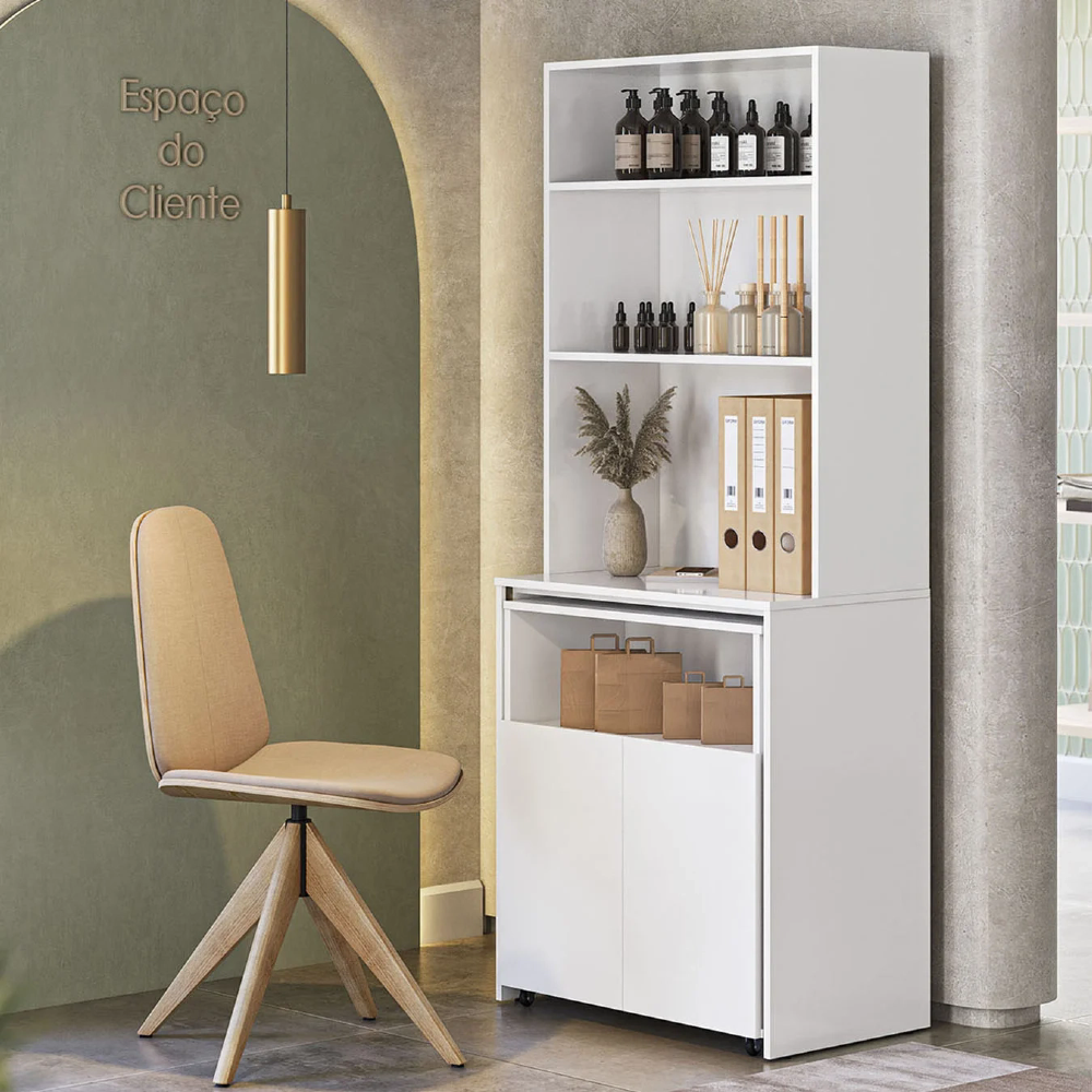 Estante Escrivaninha Com Mesa Bancada Retrátil Salt Branco Z06 - Mpozenato