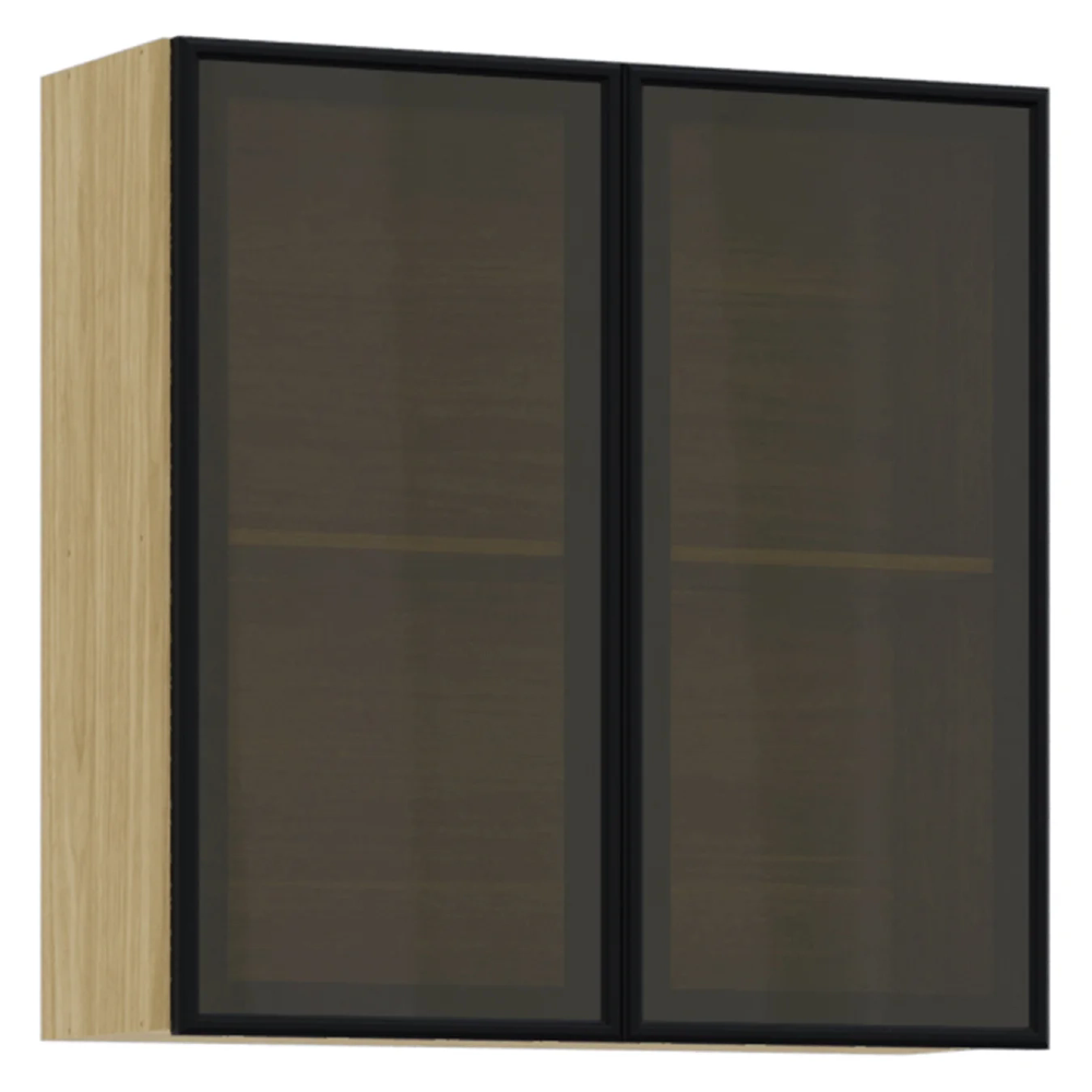 Armário de Cozinha 80cm 2 Portas de Vidro Minsk Freijó Z06 - Mpozenato
