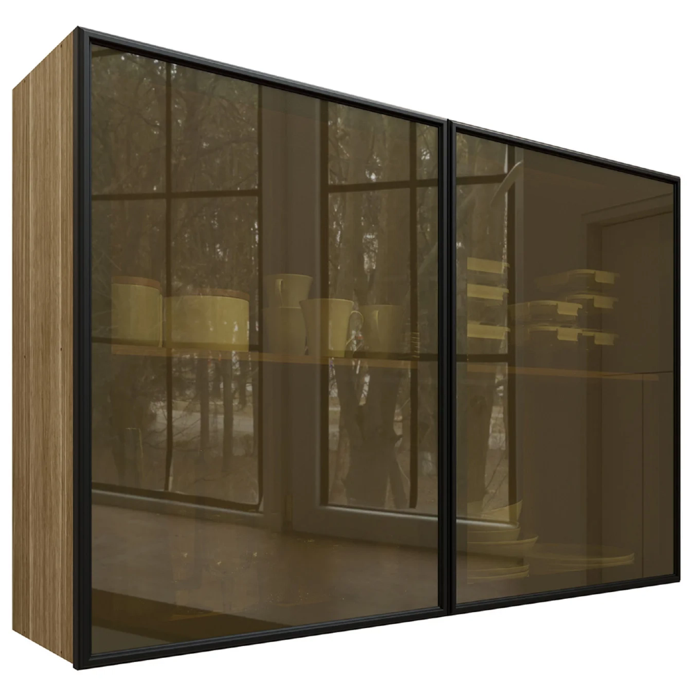 Armário de Cozinha 120cm 2 Portas de Vidro Minsk Freijó Z06 - Mpozenato