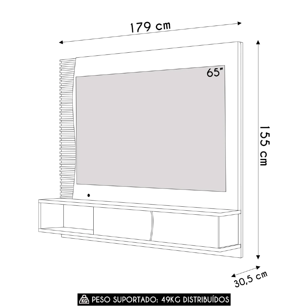 Painel TV 65 Pol e Bancada Suspensa Sintra Freijó/Off White C05 - Mpozenato