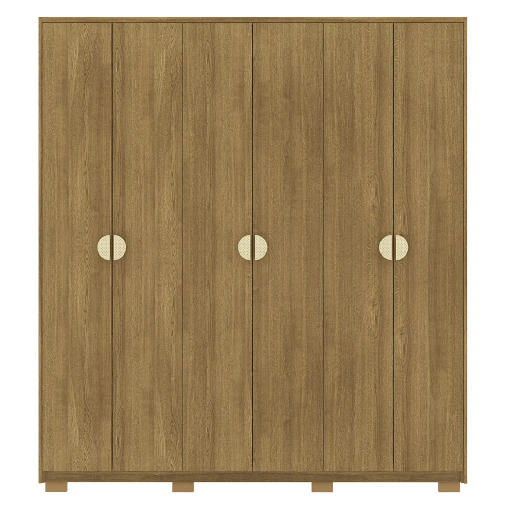 Guarda Roupa Casal 203cm Com 6 Portas Noronha Nature - Vila Rica