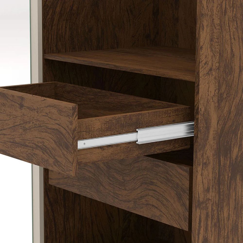 Guarda Roupa Casal 203cm Com Espelho Noronha Imbuia/Fendi - Vila Rica