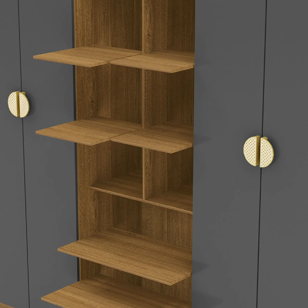 Guarda Roupa Casal 203cm Com Espelho Noronha Nature/Alasca - Vila Rica