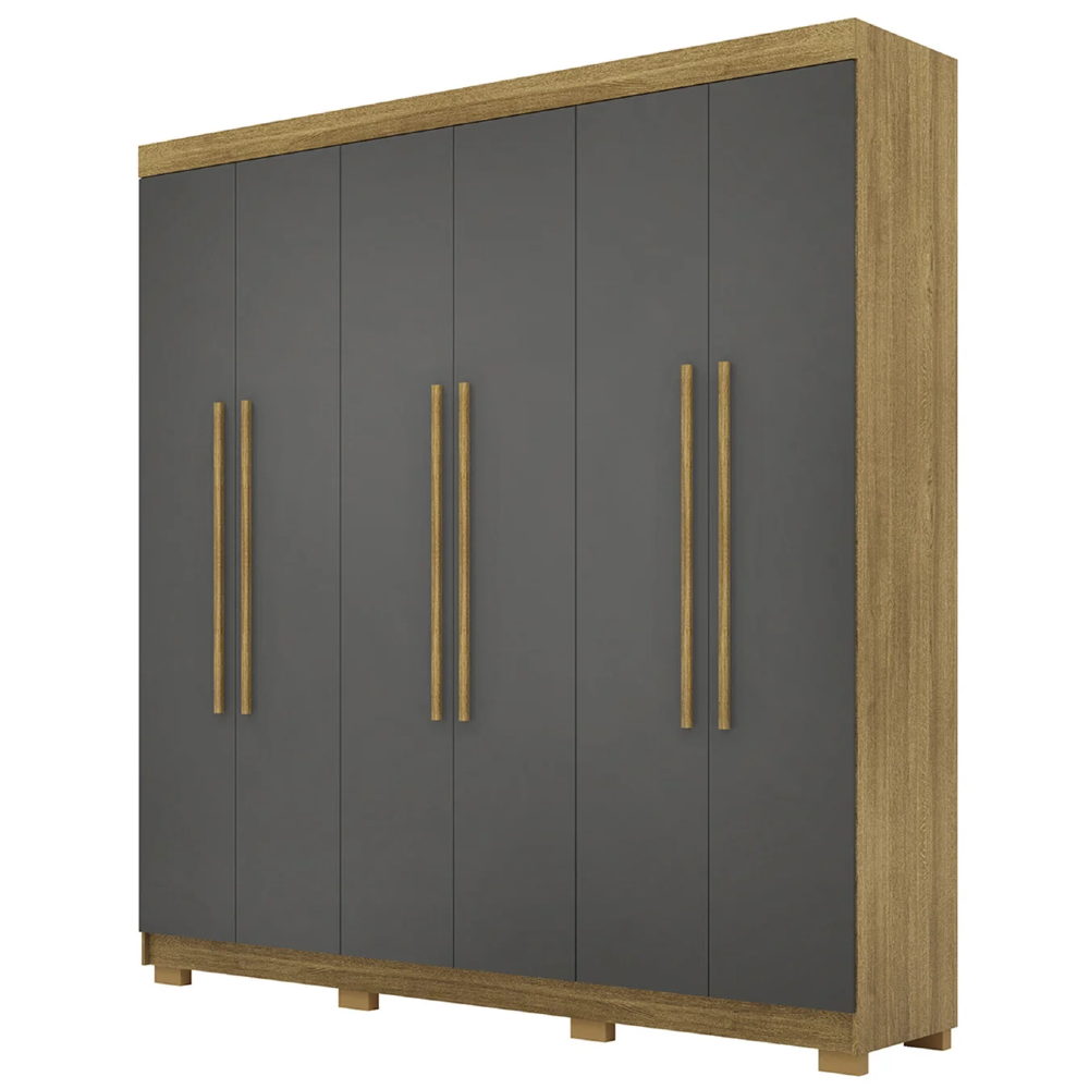 Guarda Roupa Casal 218cm 6 Portas Elegance Nature/Alasca - Vila Rica