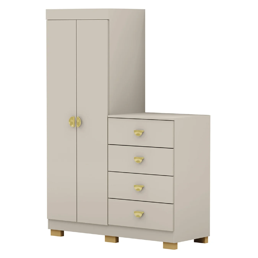 Guarda Roupa Cômoda 4 Gavetas 120cm Cristal Fendi - Vila Rica