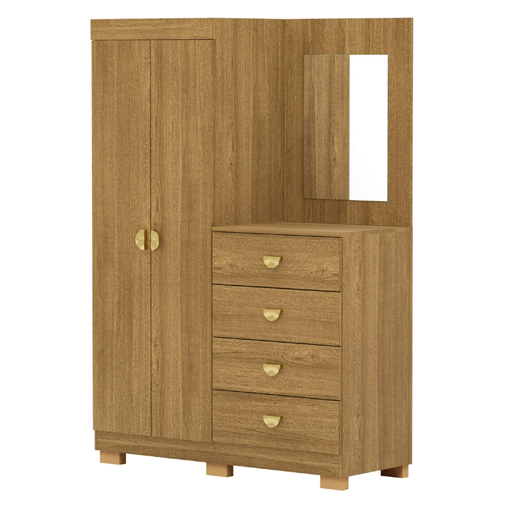 Guarda Roupa Cômoda Com Espelho 120cm Cristal Nature - Vila Rica