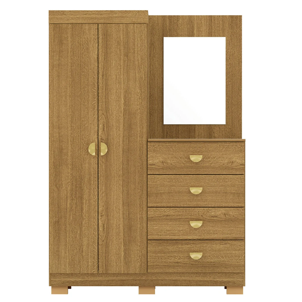 Guarda Roupa Cômoda Com Espelho 120cm Cristal Nature - Vila Rica