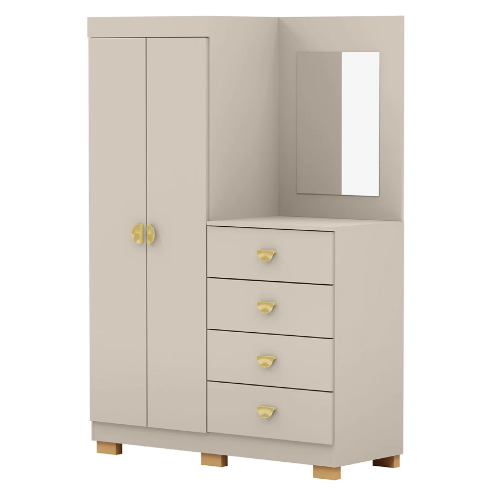 Guarda Roupa Cômoda Com Espelho 120cm Cristal Fendi - Vila Rica