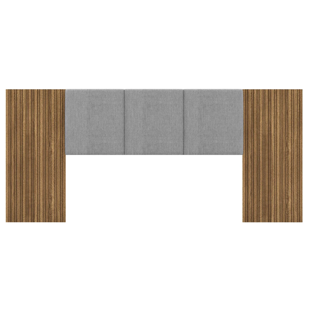 Cabeceira Casal Queen 268cm Com LED Cleo Linho Cinza V02 - Mpozenato