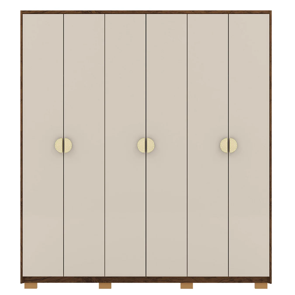 Guarda Roupa Casal 203cm Com 6 Portas Leo Imbuia/Fendi V02 - Mpozenato