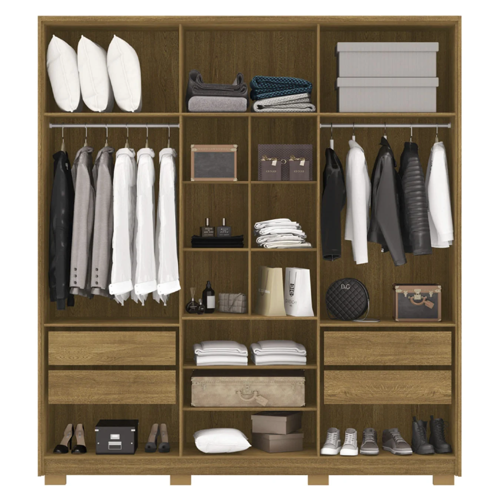 Guarda Roupa Casal 203cm Com 6 Portas Leo Nature V02 - Mpozenato