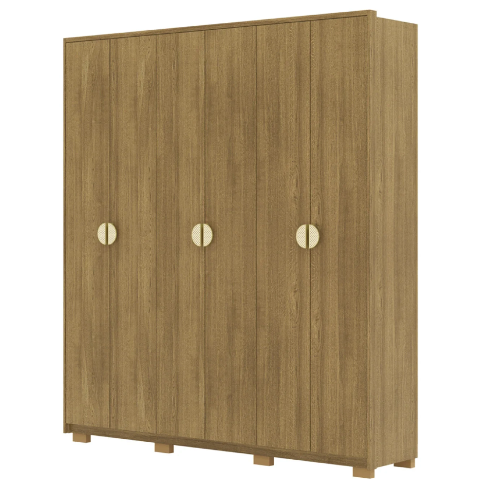 Guarda Roupa Casal 203cm Com 6 Portas Leo Nature V02 - Mpozenato